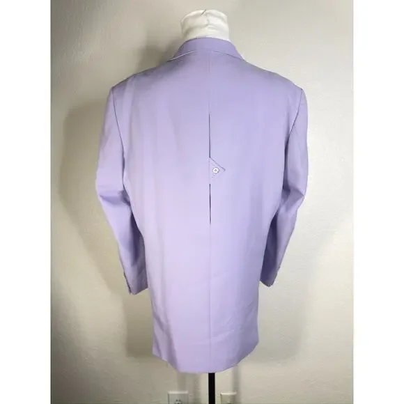 Falcone Mens 46L Single Breasted 2 Piece Suit Purple Blazer Jacket Wedding Pants